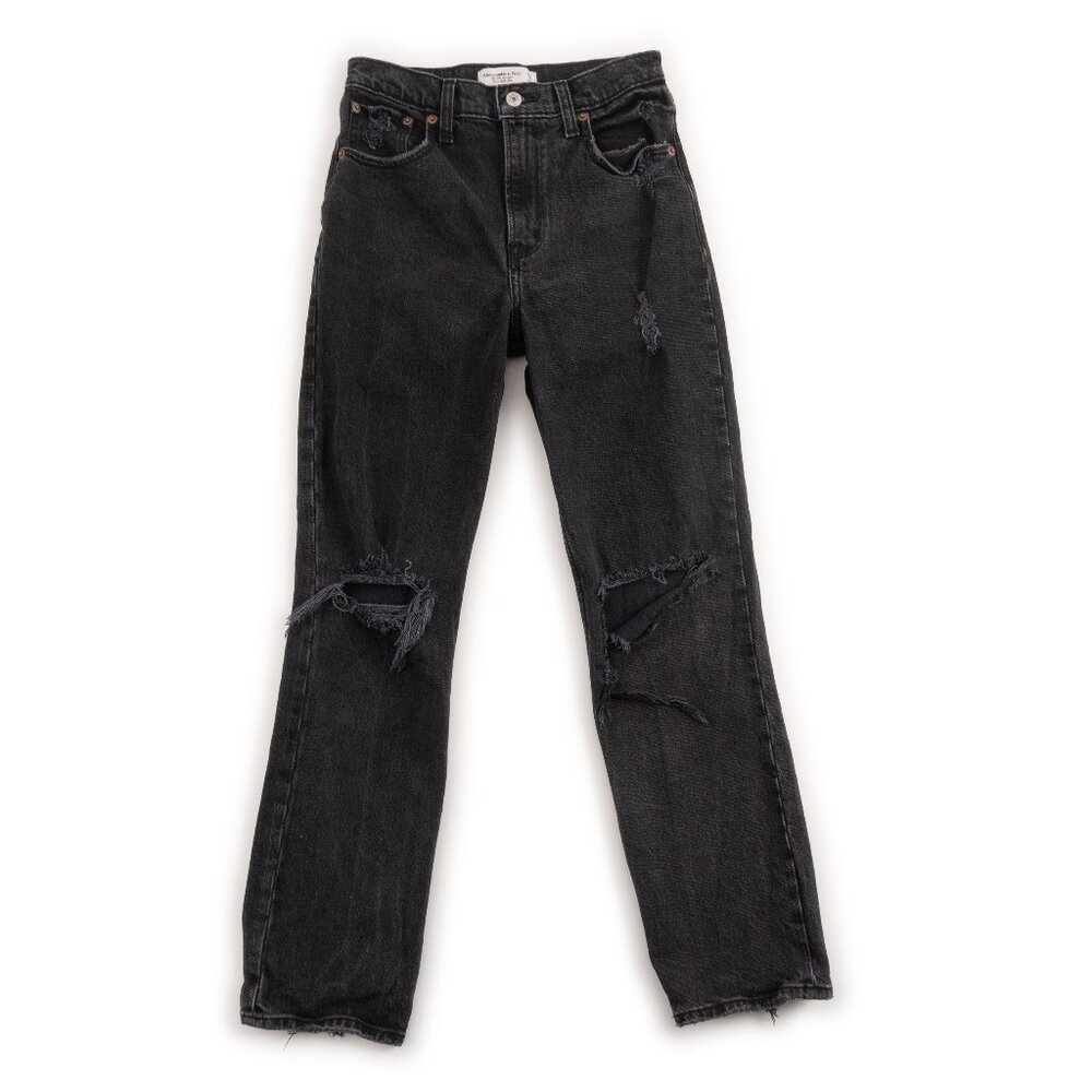 ABERCROMBIE & FITCH The 90's Straight Ultra High Rise black jeans size 25